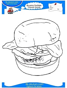 Çocuklar İçin Hamburger Boyama Sayfaları 